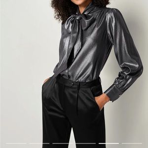 Lily silk metallic silver blouse